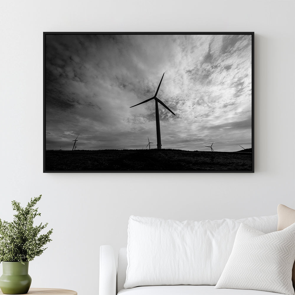 Wind Turbine At Dusk Canvas Wall Art