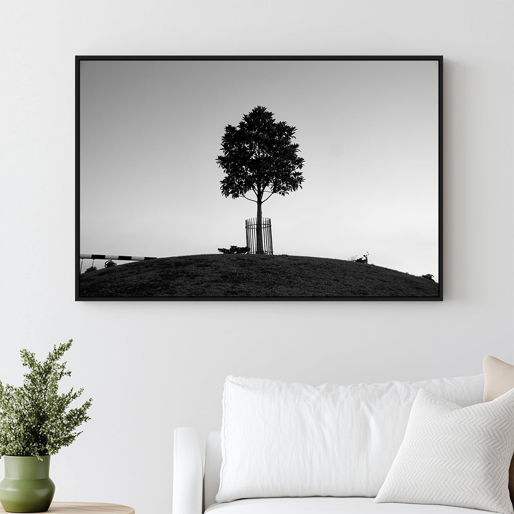 The Lonely Sentinel – Black And White Tree Canvas Wall Art