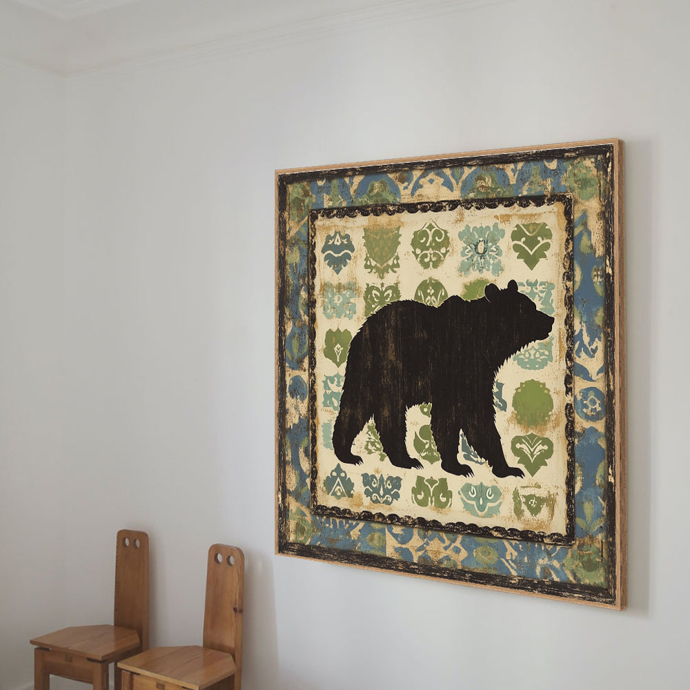 Rustic Bear Silhouette Canvas Wall Art