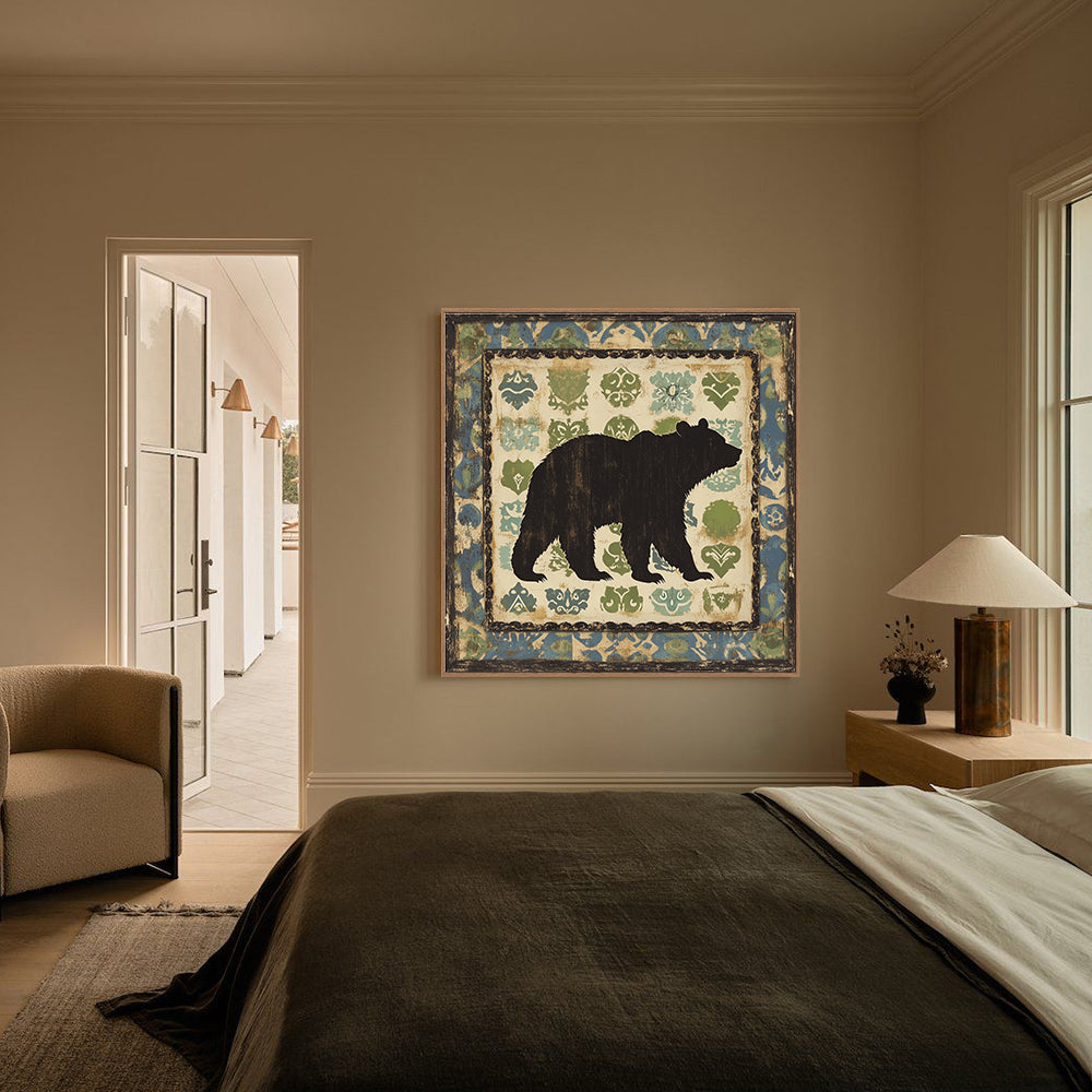 Rustic Bear Silhouette Canvas Wall Art