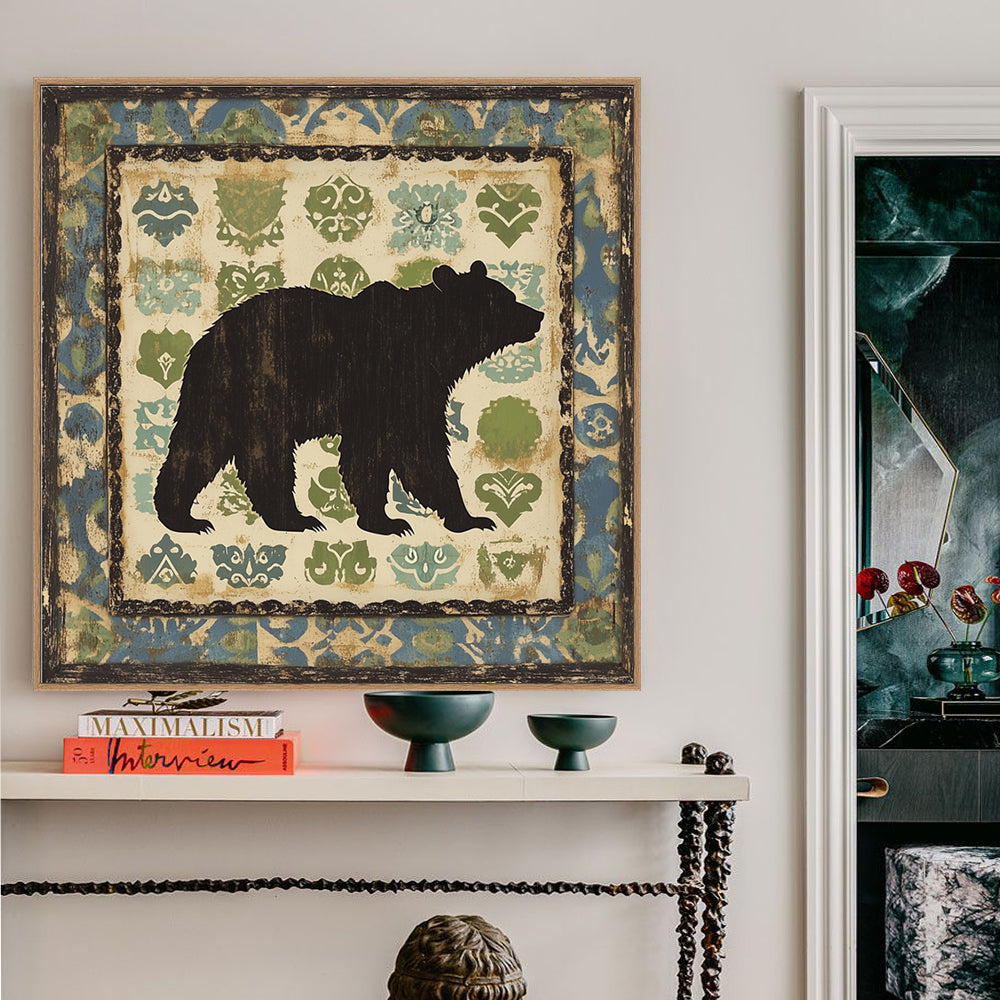 Rustic Bear Silhouette Canvas Wall Art