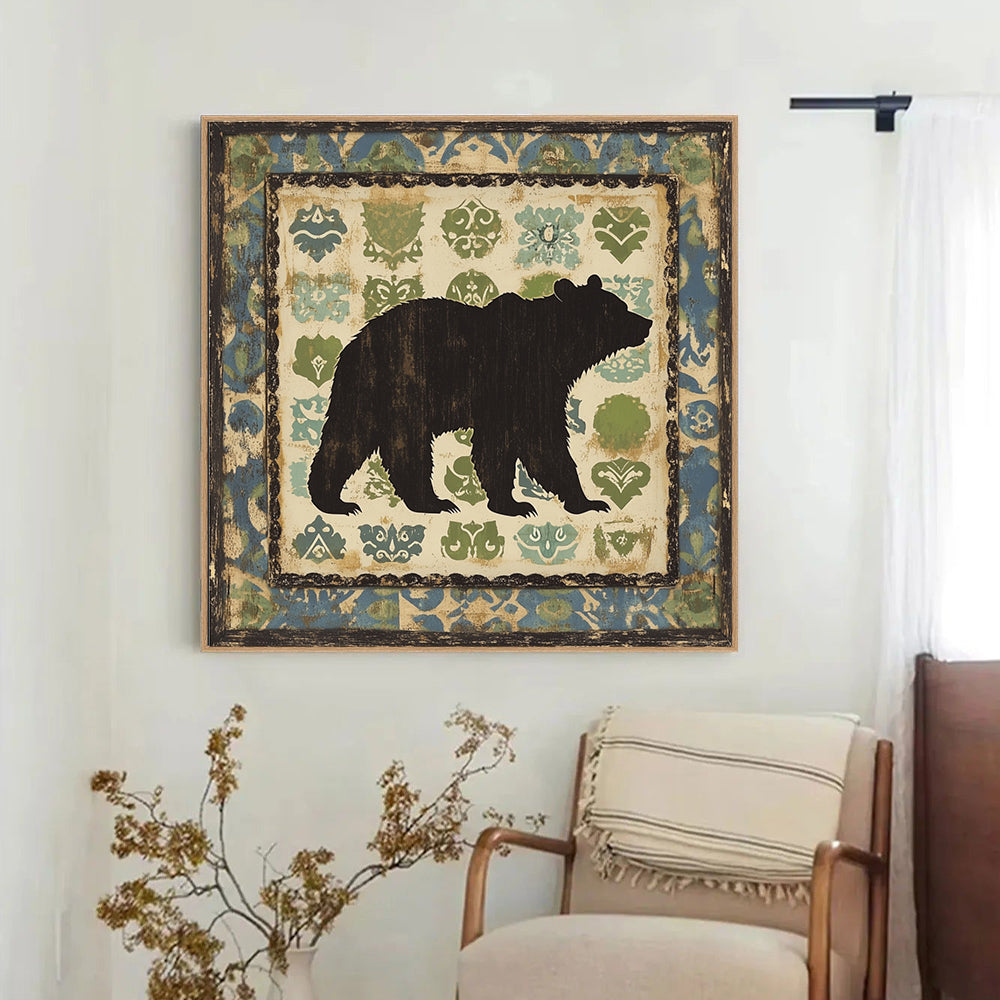 Rustic Bear Silhouette Canvas Wall Art