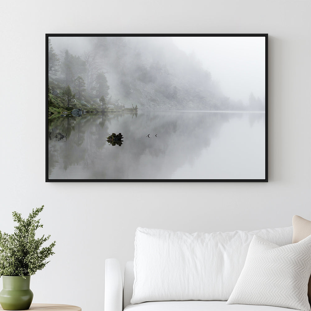 Misty Mountain Lake Canvas Wall Art