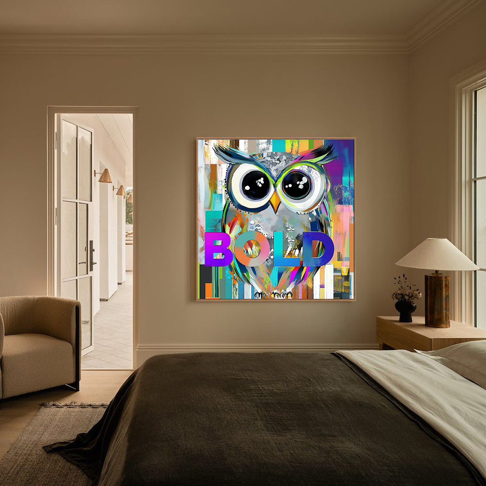 Bold And Vibrant Owl Canvas Wall Art