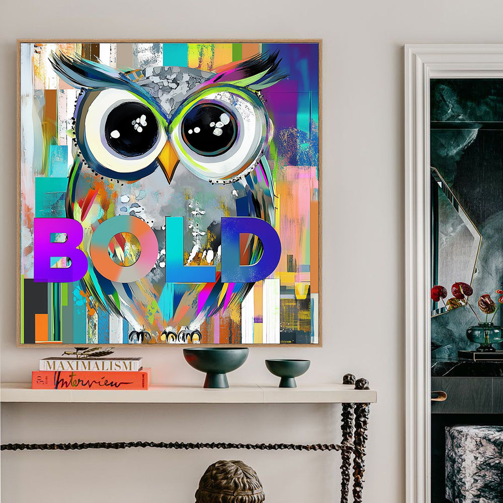Bold And Vibrant Owl Canvas Wall Art