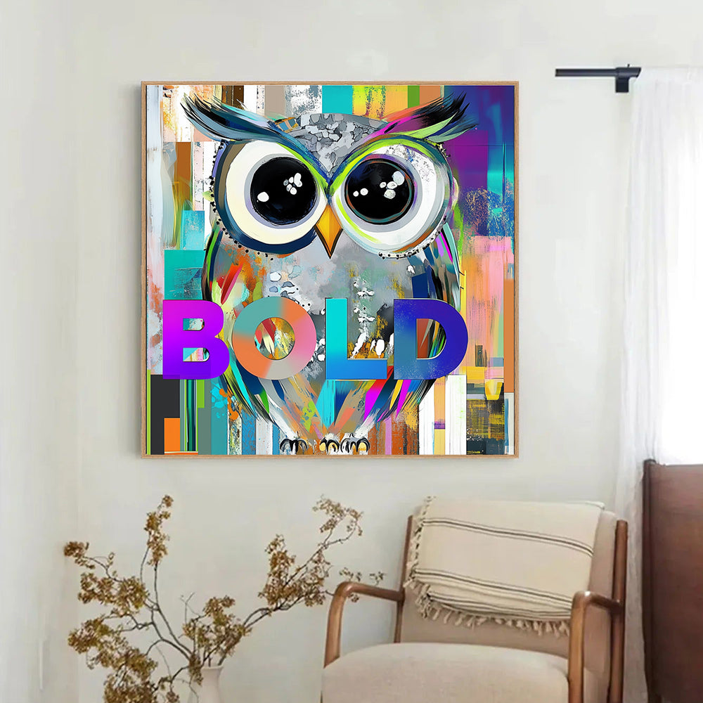 Bold And Vibrant Owl Canvas Wall Art