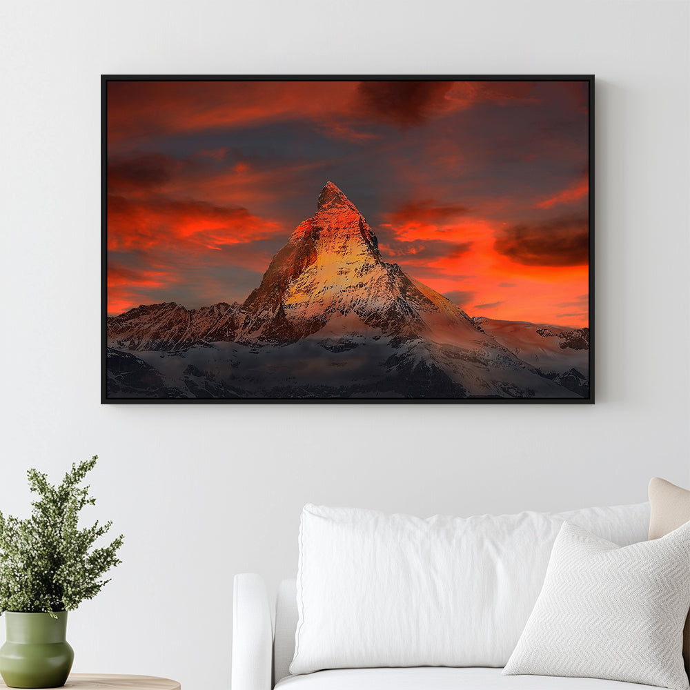 Matterhorn Mountain At Sunset Canvas Wall Art