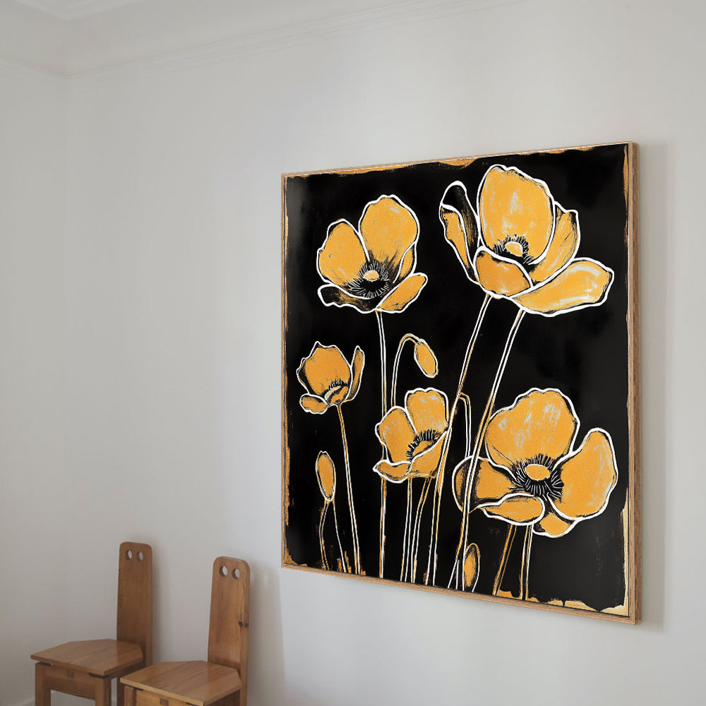 Golden Bloom Elegance Canvas Wall Art