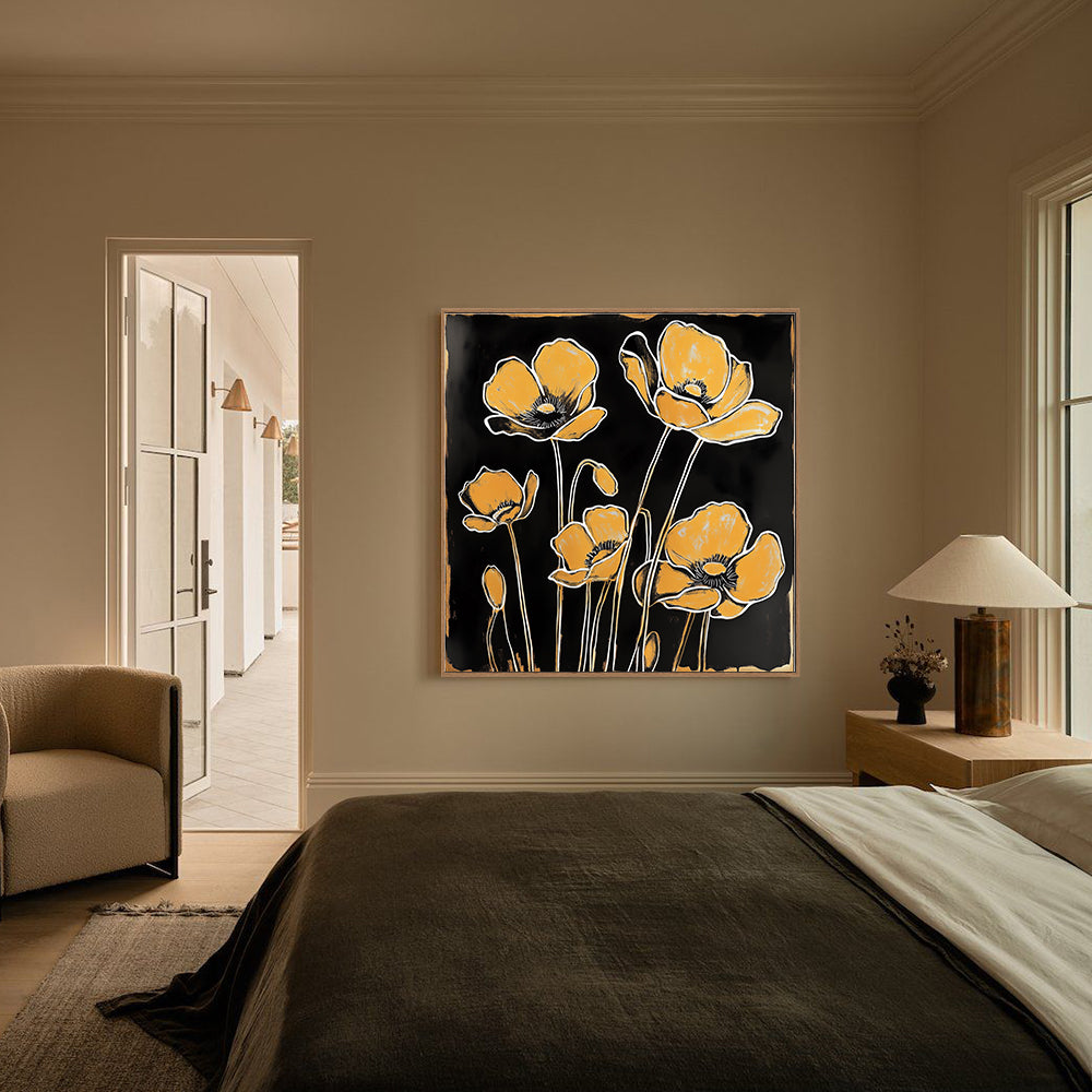 Golden Bloom Elegance Canvas Wall Art