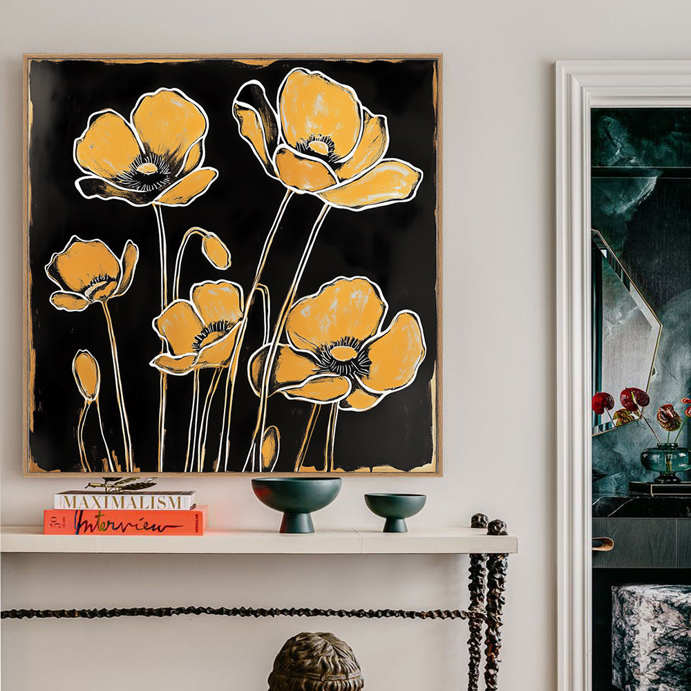 Golden Bloom Elegance Canvas Wall Art