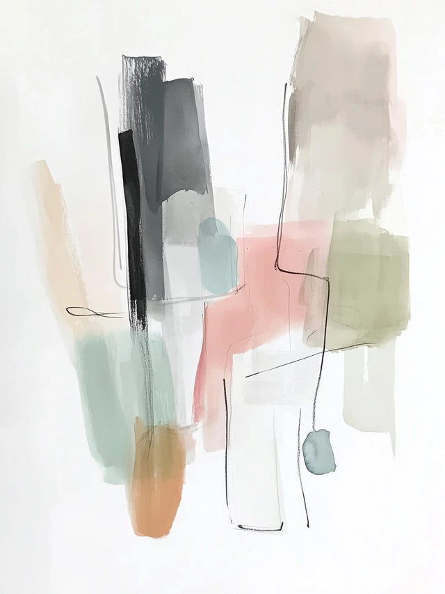 Modern Minimalist - Soft Pastel Design Canvas Wall Art