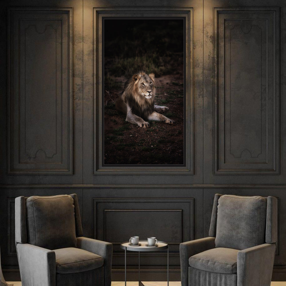 "King Of The Savannah" Lion Canvas Wall Art