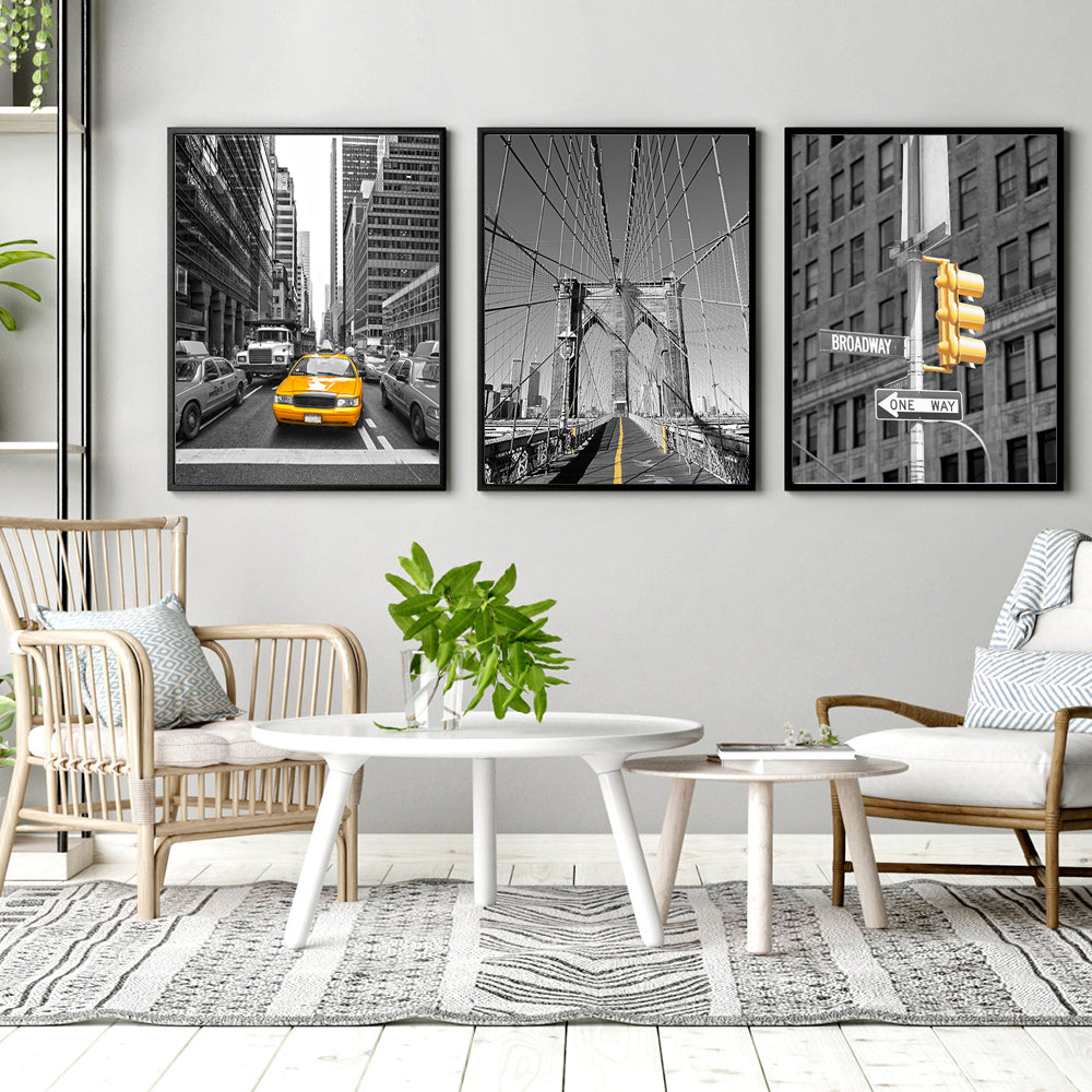 New York City Street Life - 3 Panels Canvas Wall Art