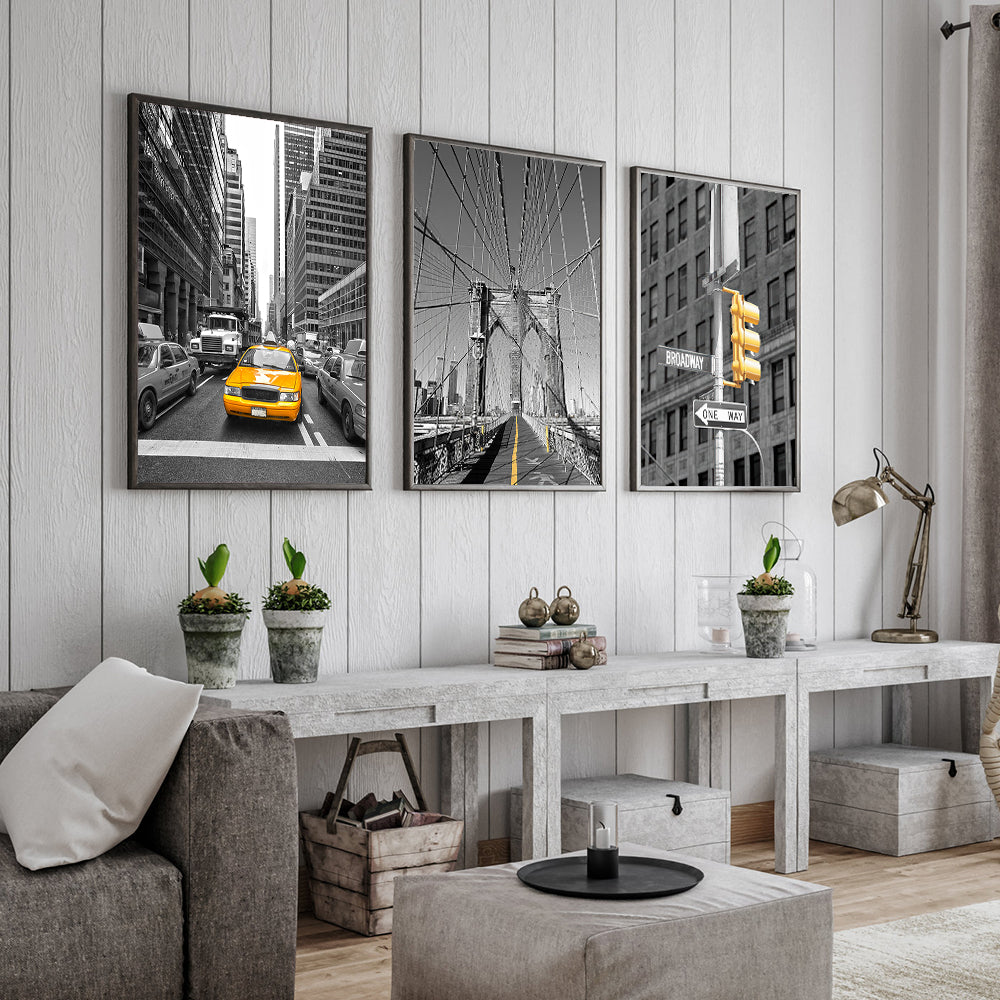 New York City Street Life - 3 Panels Canvas Wall Art
