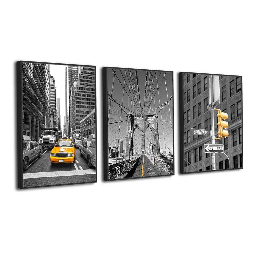 New York City Street Life - 3 Panels Canvas Wall Art