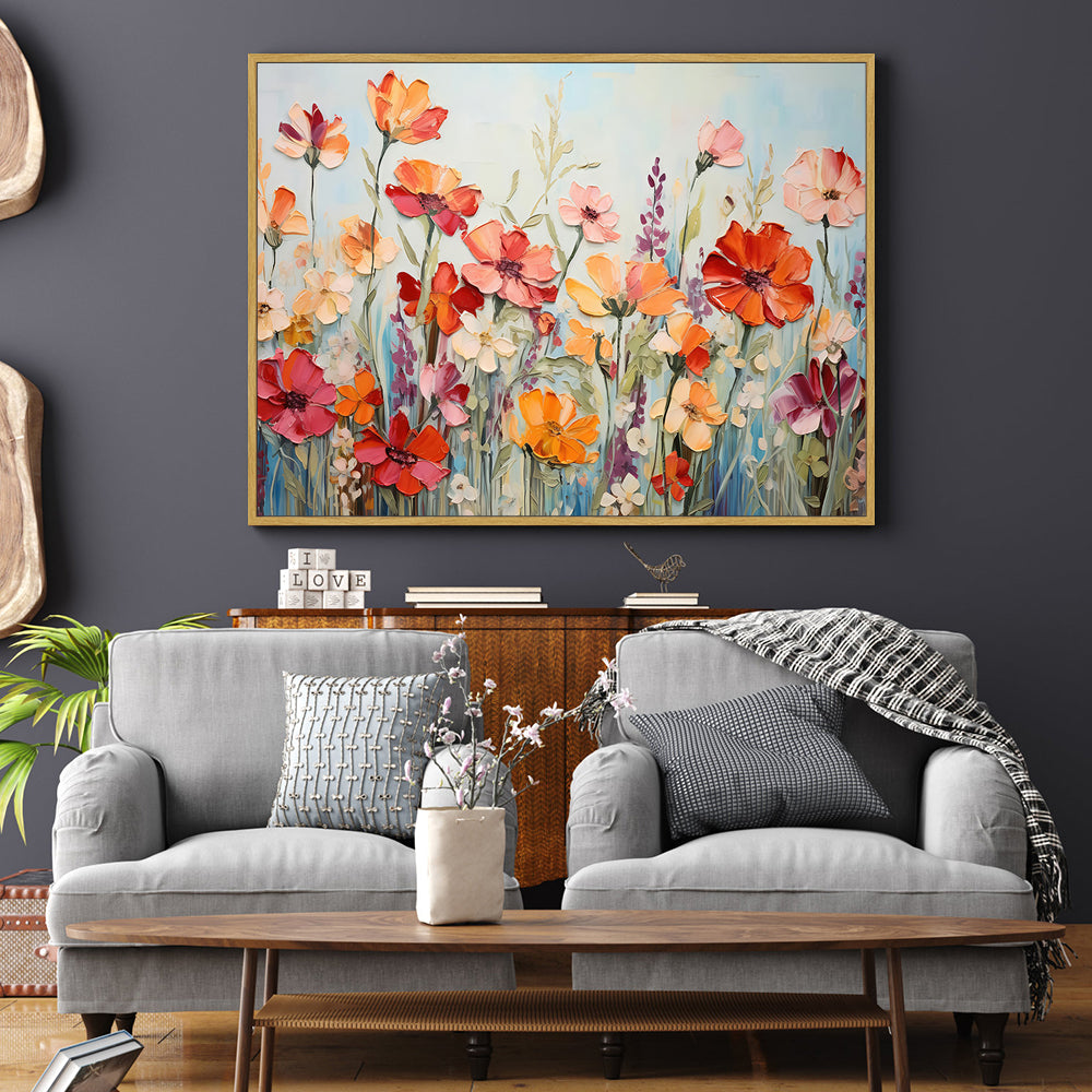 Vibrant Wildflower – Colorful Floral Garden Painting Canvas Wall Art
