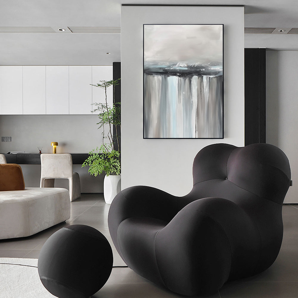 "Tranquil Falls: Abstract Waterfall Canvas Wall Art"