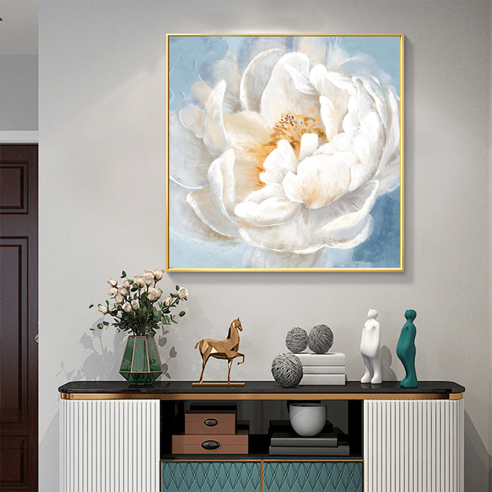 Elegant White Peony - Soft Floral Bloom Canvas Wall Art