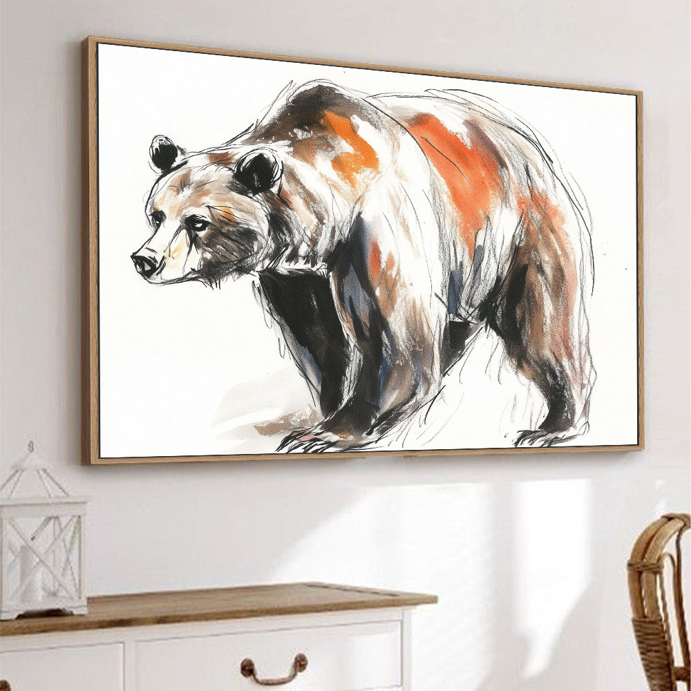 Wild Elegance: Contemporary Grizzly Bear Canvas Wall Art
