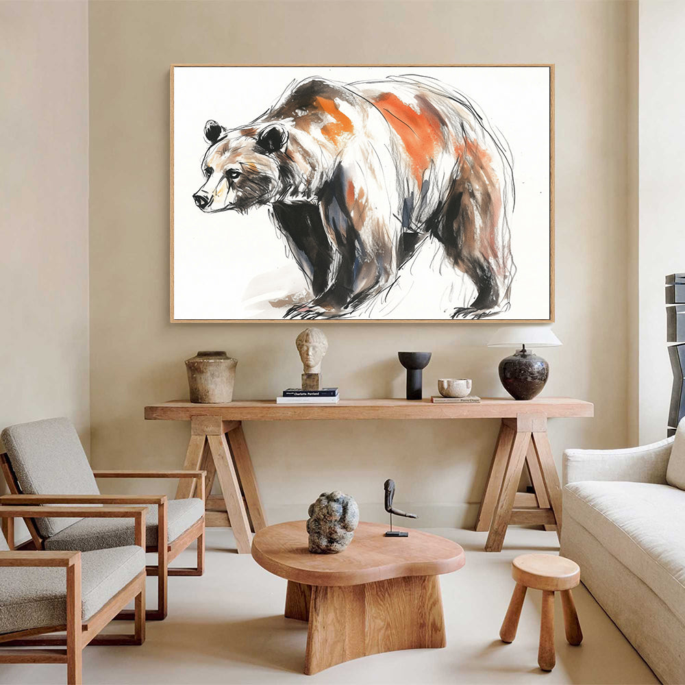 Wild Elegance: Contemporary Grizzly Bear Canvas Wall Art