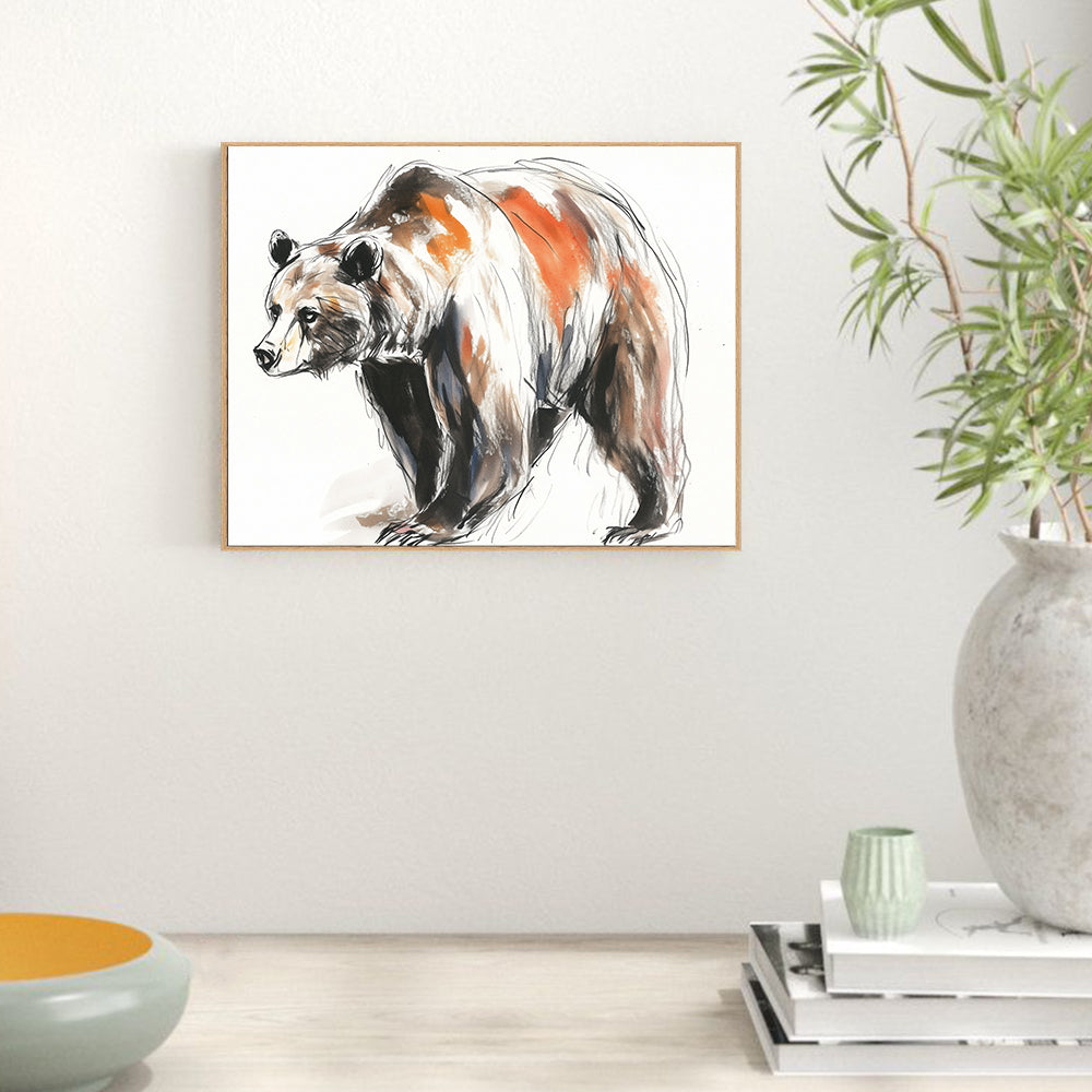 Wild Elegance: Contemporary Grizzly Bear Canvas Wall Art