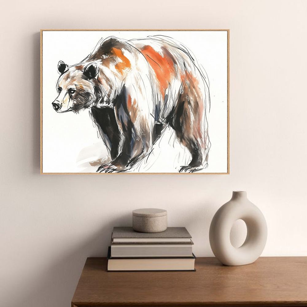 Wild Elegance: Contemporary Grizzly Bear Canvas Wall Art