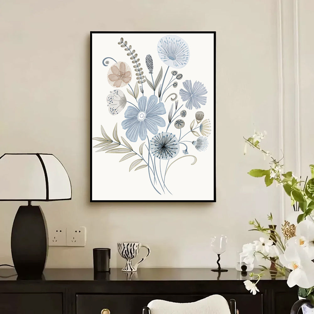 Blue Floral Canvas Wall Art