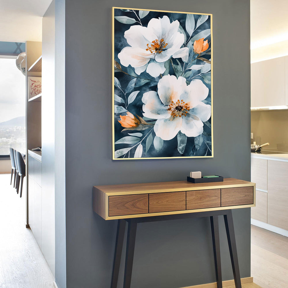 Midnight Bloom Canvas Wall Art – Elegant Floral Artwork for Home Decor