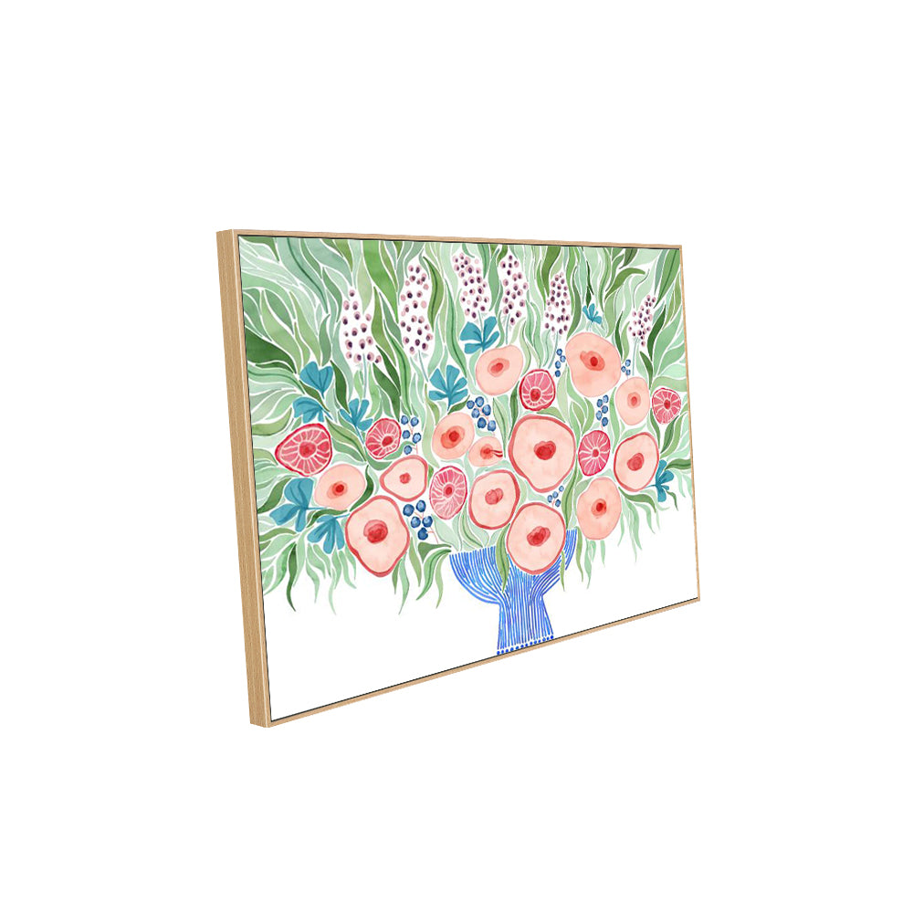 Vibrant Floral Bouquet Framed Canvas Wall Art