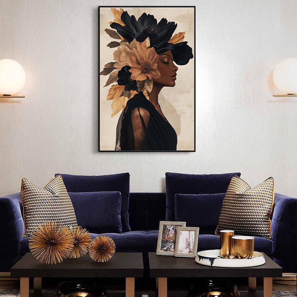 Elegant Woman With Floral Headpiece Canvas - Timeless Beauty