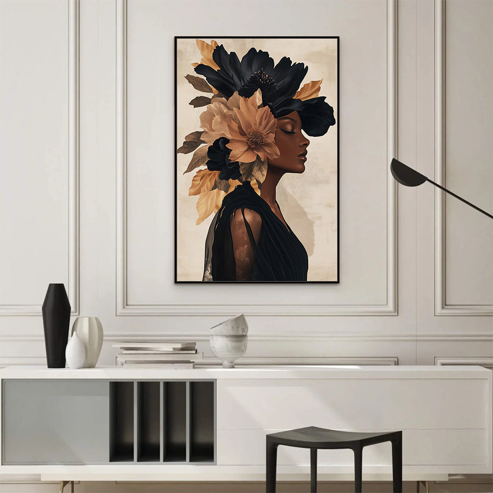 Elegant Woman With Floral Headpiece Canvas - Timeless Beauty