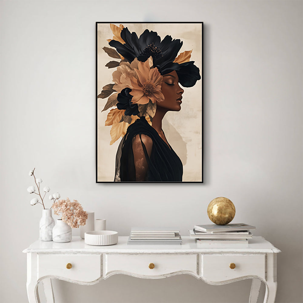 Elegant Woman With Floral Headpiece Canvas - Timeless Beauty