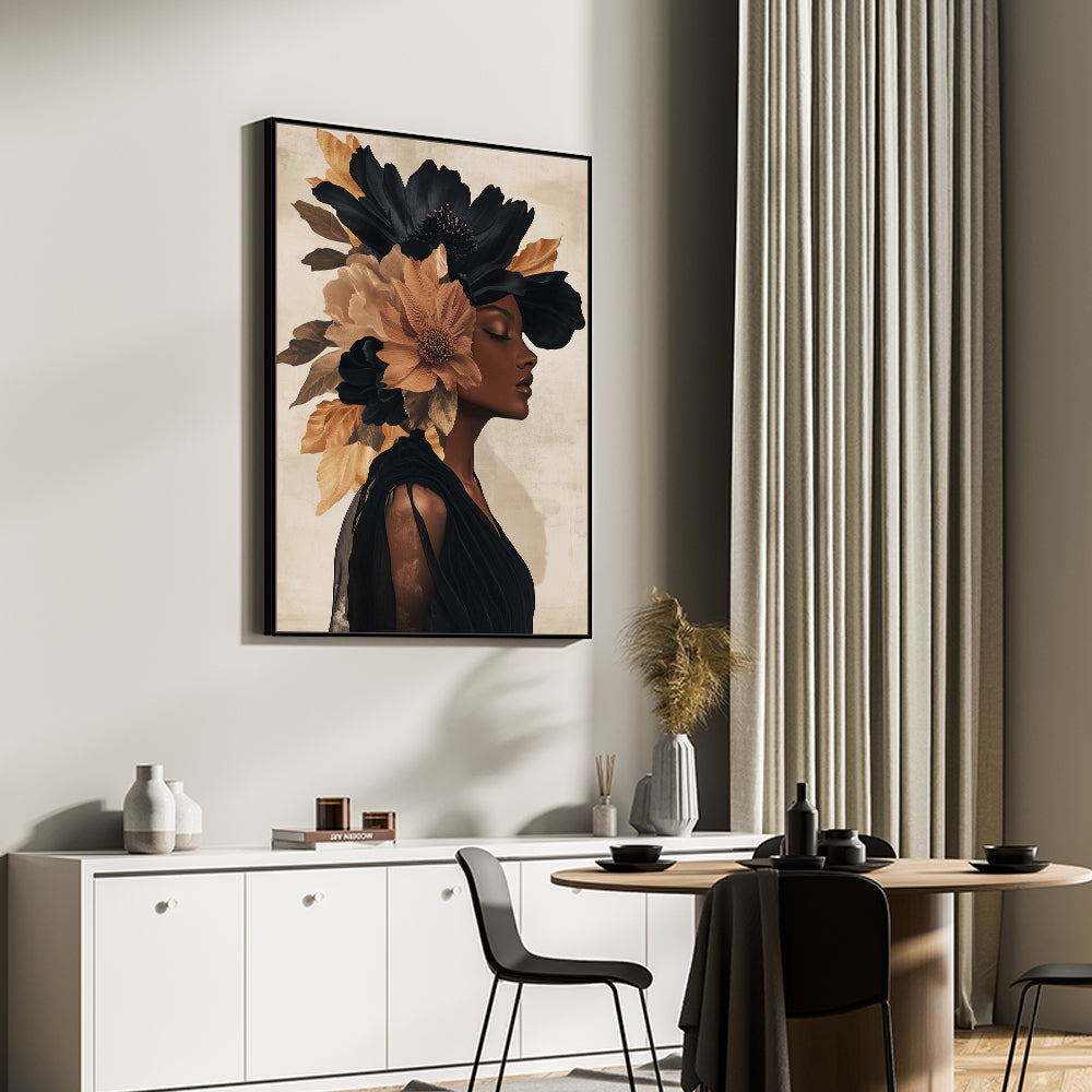 Elegant Woman With Floral Headpiece Canvas - Timeless Beauty