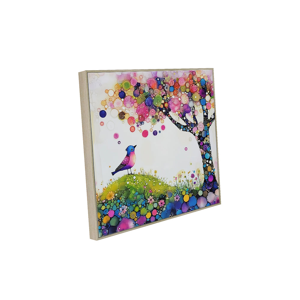 Vibrant Fantasy Bird And Tree Canvas Wall Art