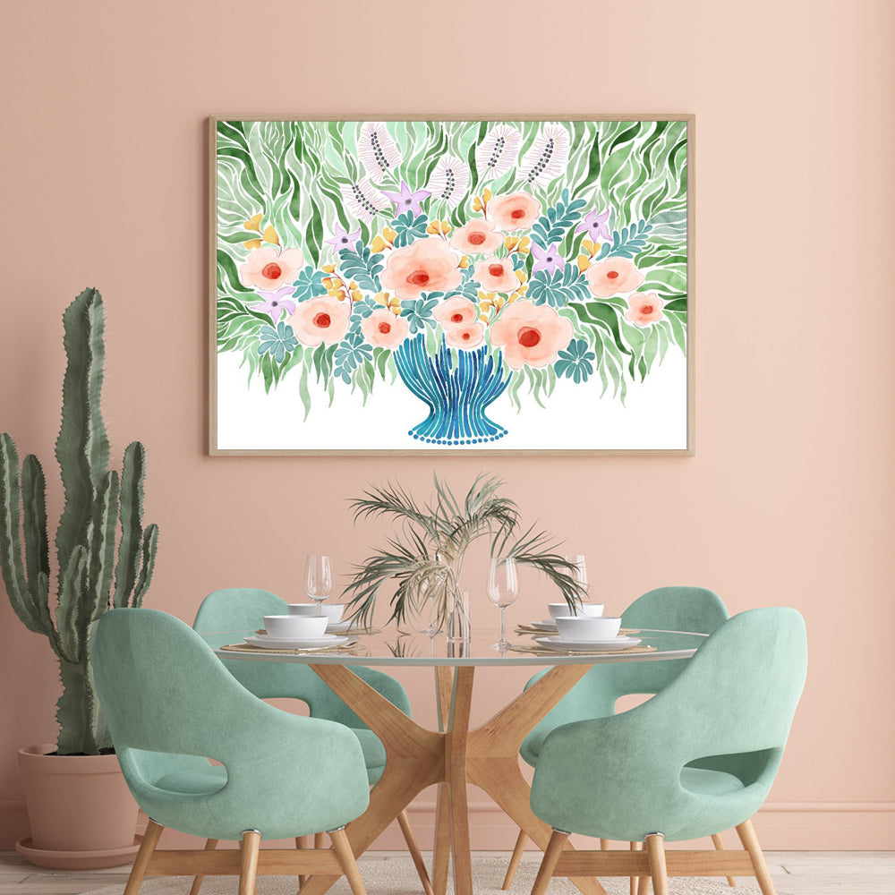 Floral Harmony Framed Canvas Wall Art