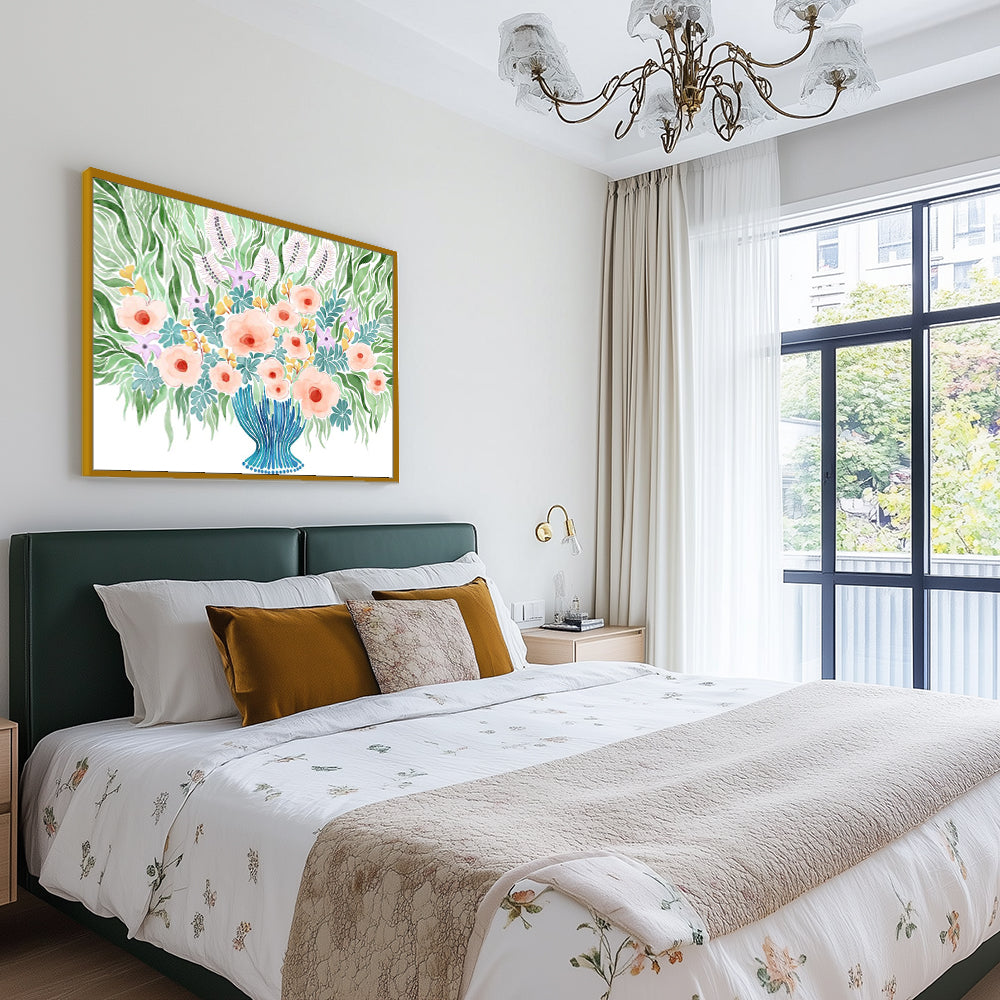 Floral Harmony Framed Canvas Wall Art