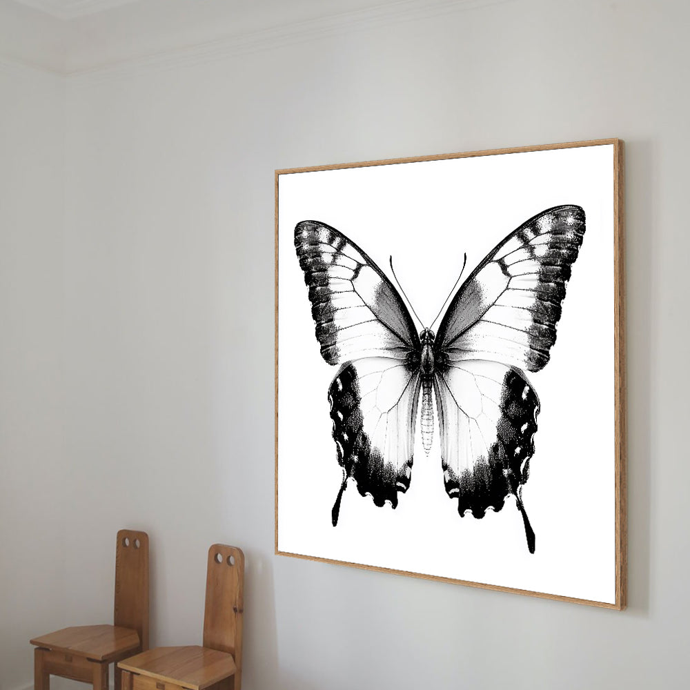 Monochrome Butterfly Canvas Wall Art