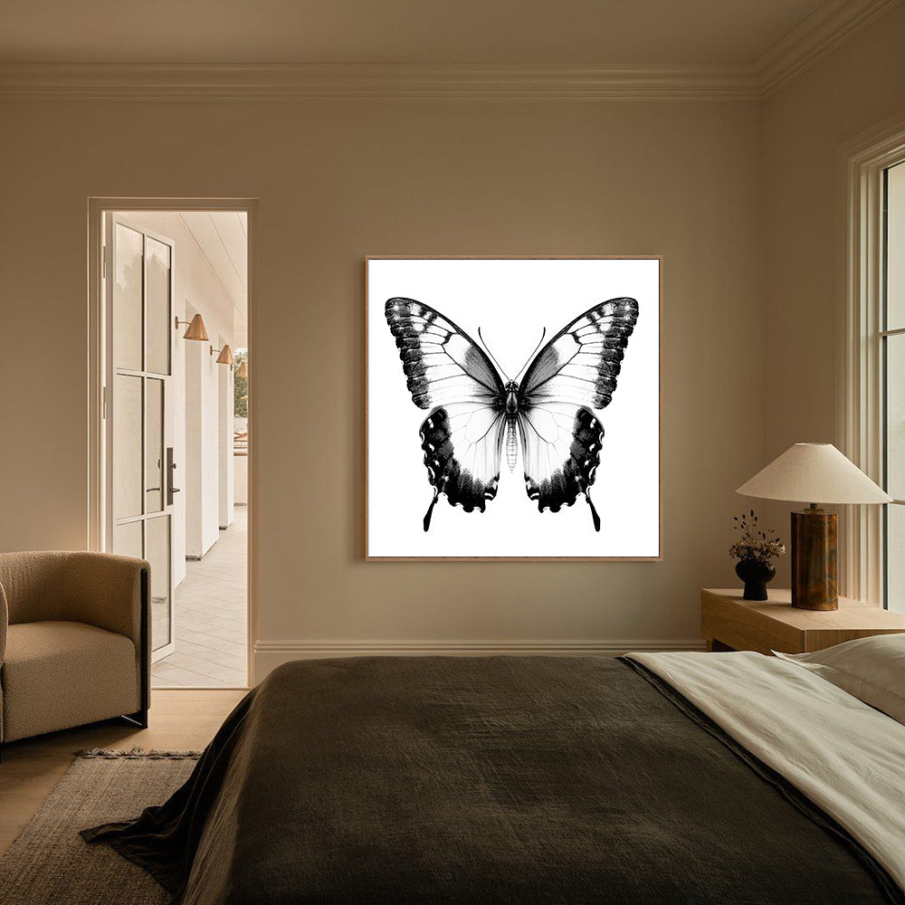 Monochrome Butterfly Canvas Wall Art