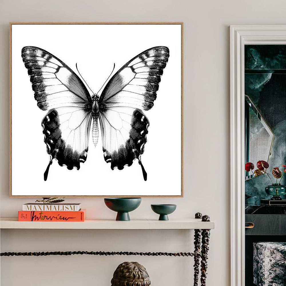 Monochrome Butterfly Canvas Wall Art