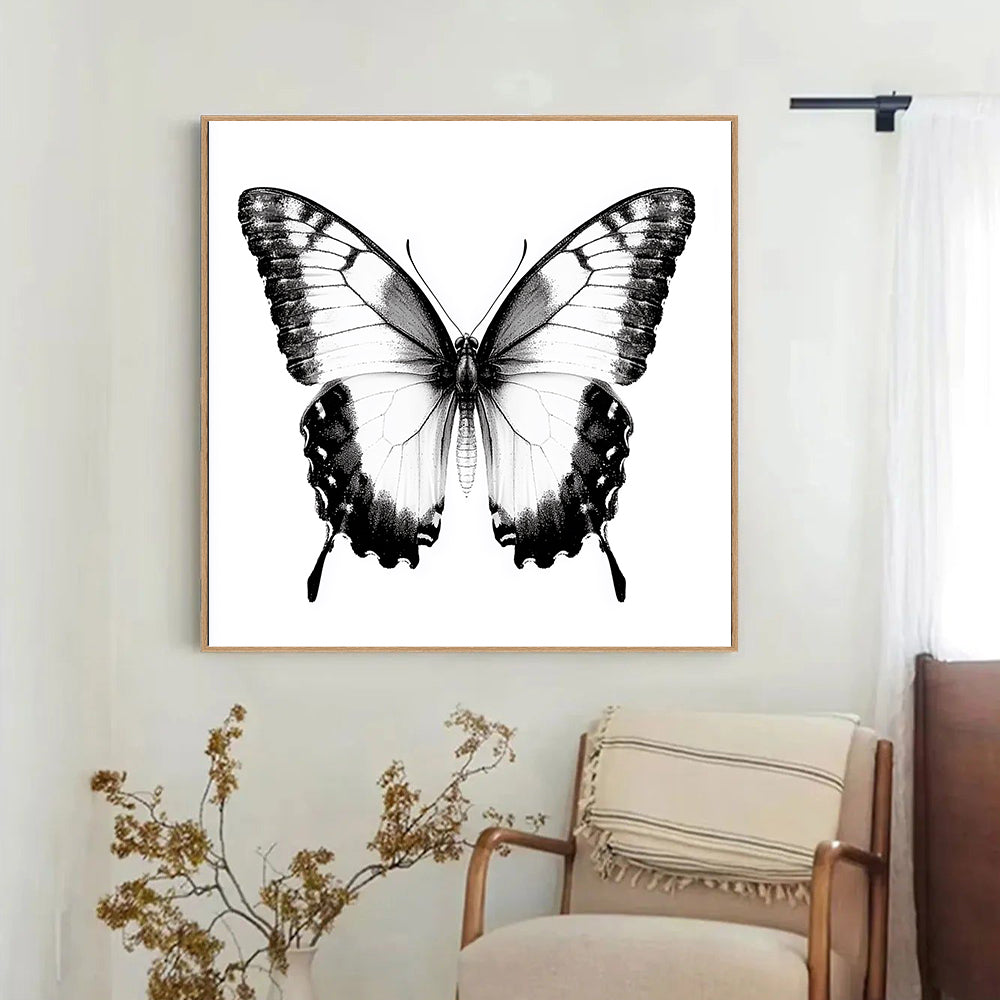 Monochrome Butterfly Canvas Wall Art