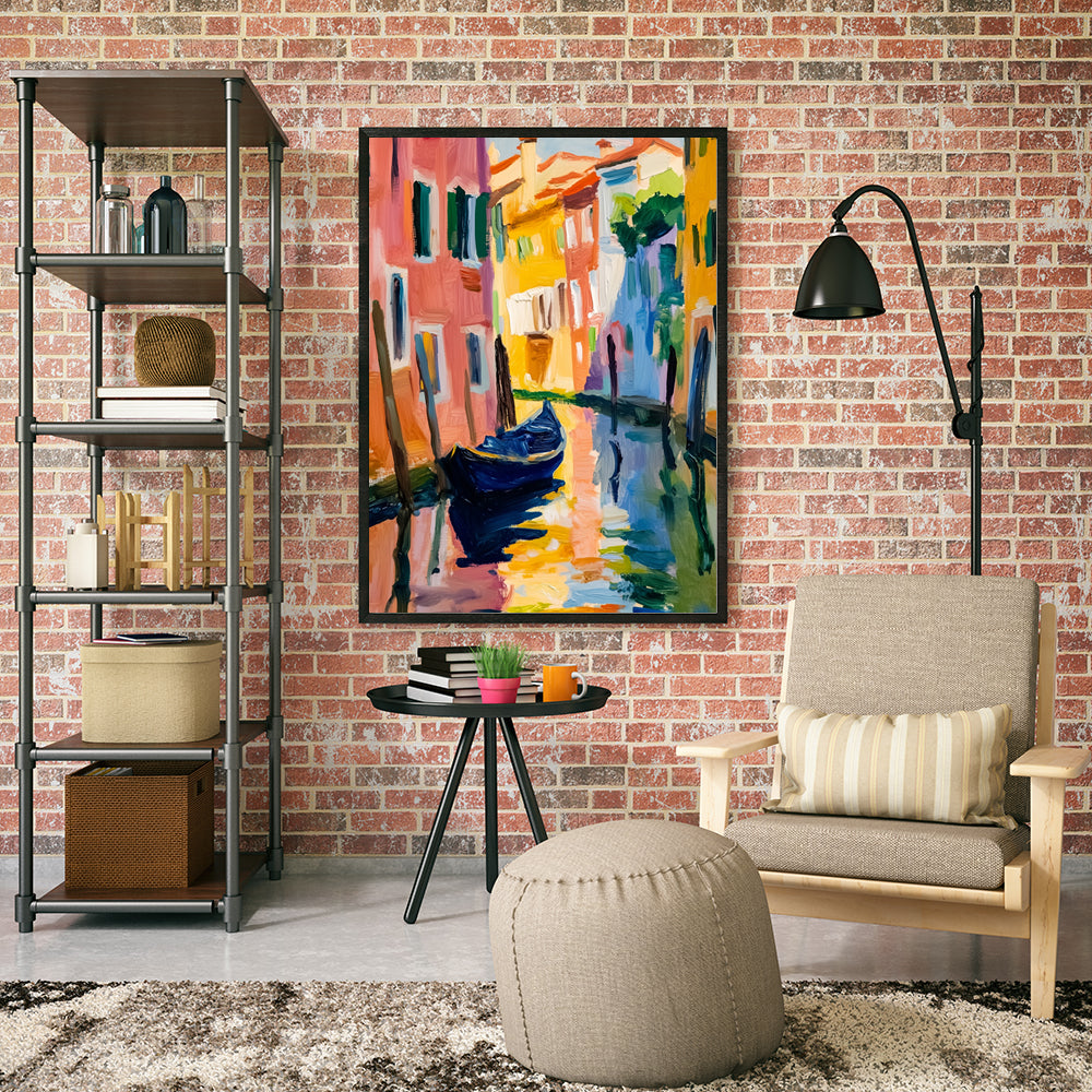 Vibrant Canal Scene Canvas Wall Art - A Celebration Of Color And Charm