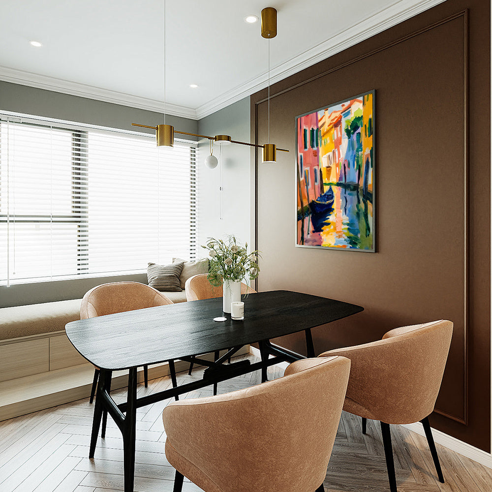 Vibrant Canal Scene Canvas Wall Art - A Celebration Of Color And Charm