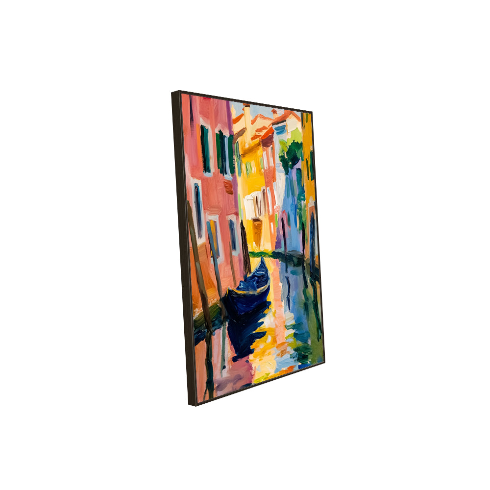 Vibrant Canal Scene Canvas Wall Art - A Celebration Of Color And Charm