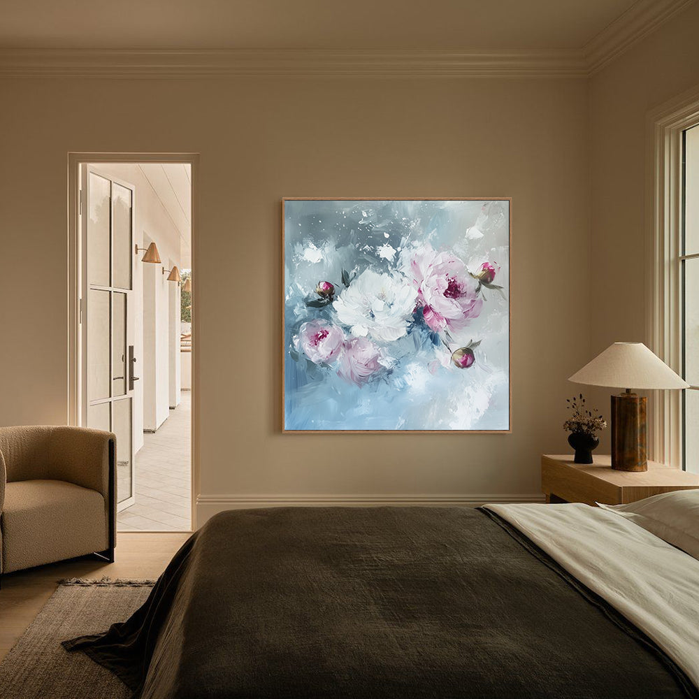 Romantic Blush: Elegant Floral Canvas Wall Art