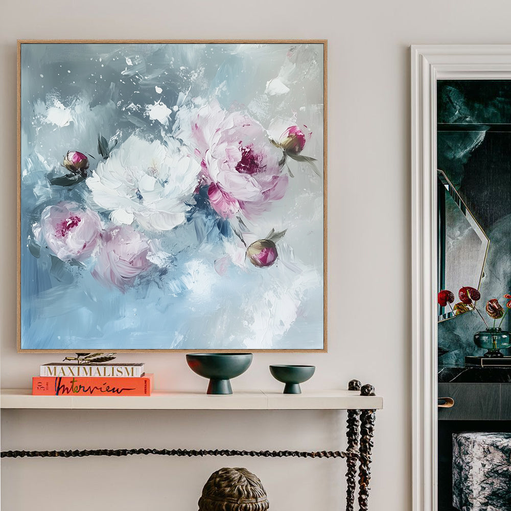 Romantic Blush: Elegant Floral Canvas Wall Art