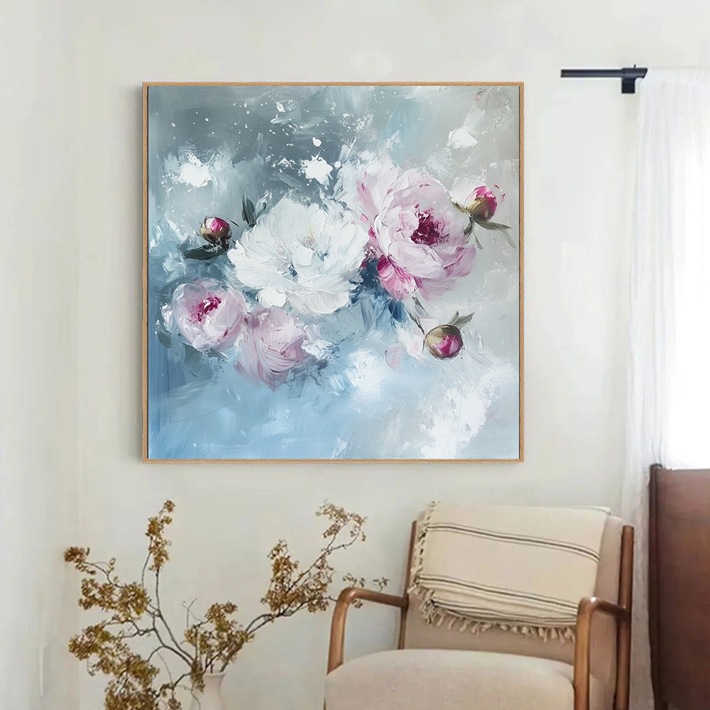 Romantic Blush: Elegant Floral Canvas Wall Art