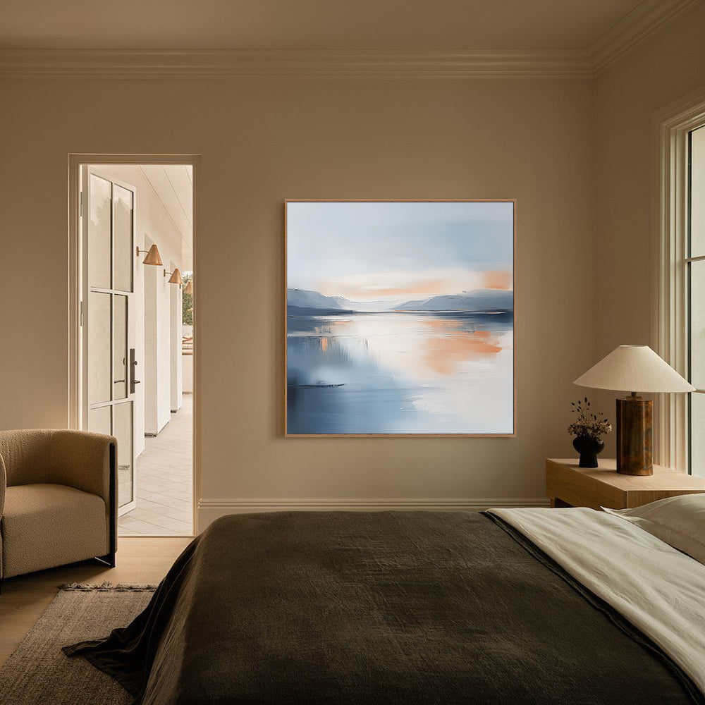 Tranquil Reflections: Serene Sunset Landscape Canvas Wall Art