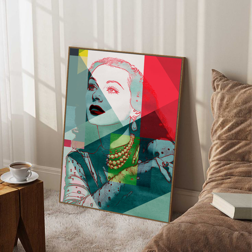 Retro Glamour: Geometric Portrait Canvas Wall Art