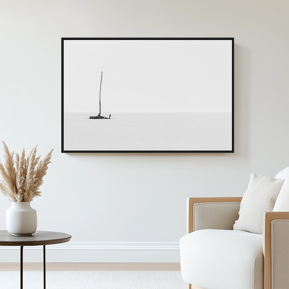 Solitary Stick On The Beach Canvas Wall Art