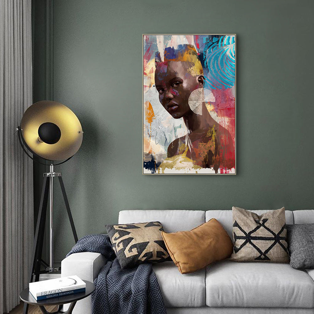 Vibrant Portrait of Modern Elegance Canvas Wall Art